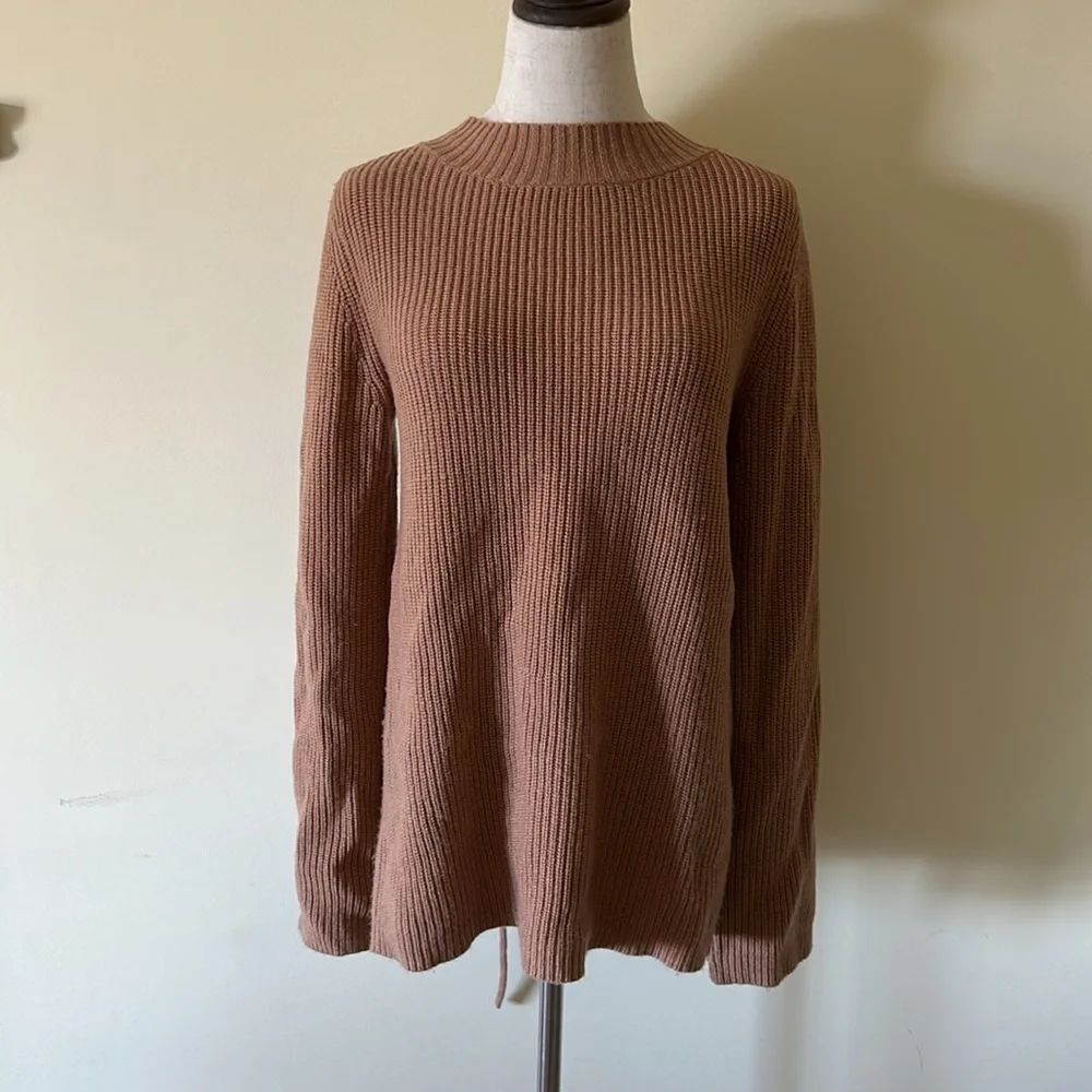 A.L.C. Camel Tan MARKELL Wool Cashmere‎ Lace-Up Back Crewneck Sweater